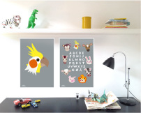 Plakater til børn, Nymfeparakit, Alfabet, Littlelot Designstudio