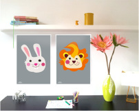 Plakater til børn, Kanin, Løve, Littlelot Designstudio